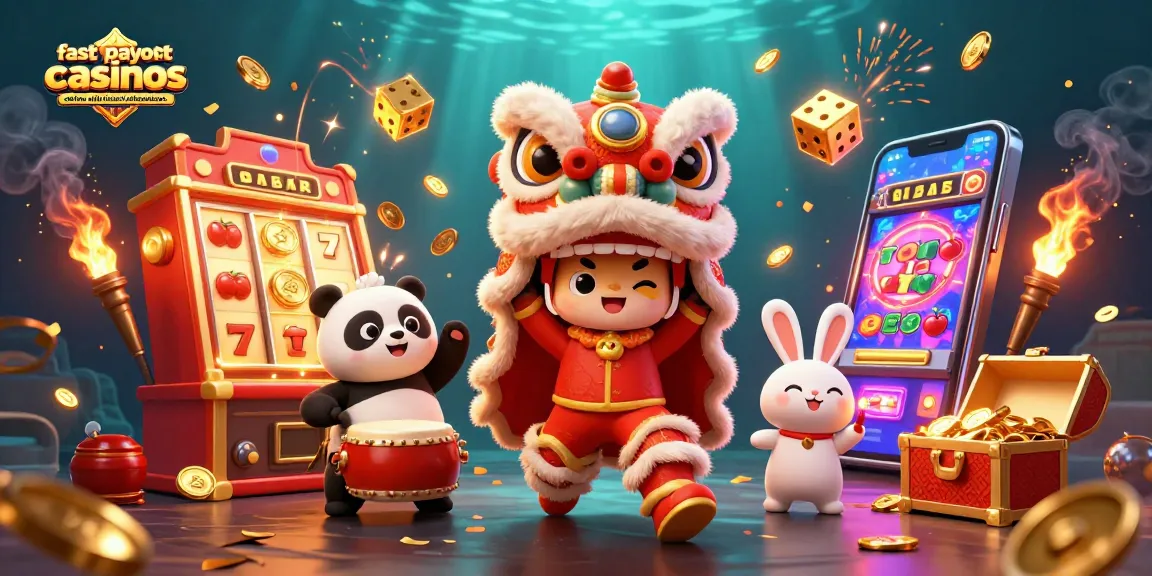 Experience fast payout casinos online with instant withdrawals illustrated with vibrant 3D characters and slot games.